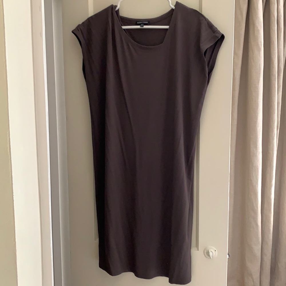 Taupe knit knee length dress